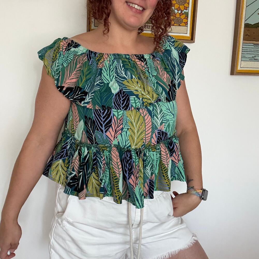 Tropical summer off the shoulder top XL